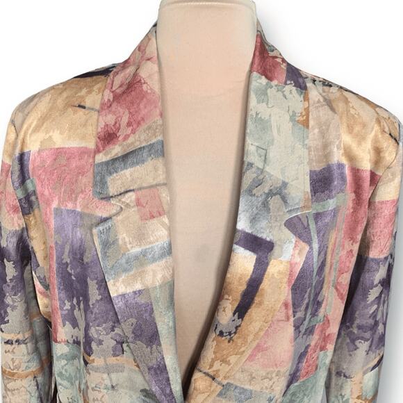Vintage 90s Blazer Jacket Abstract Art To Wear Oversized Made In USA Large - Picture 5 of 11